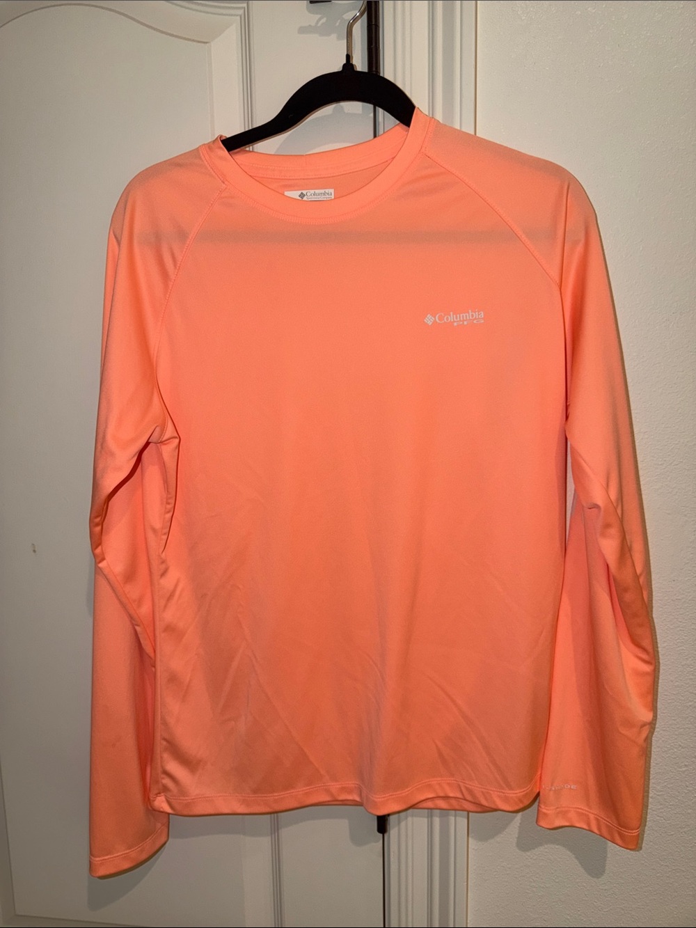 Columbia orange long sleeve fishing shirt size large